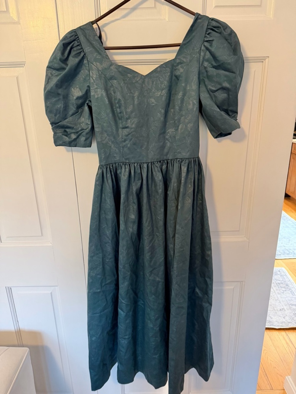 Vintage Laura Ashley Dress 10 Great Britain Green Puff Sleeve Cottagecore Midi